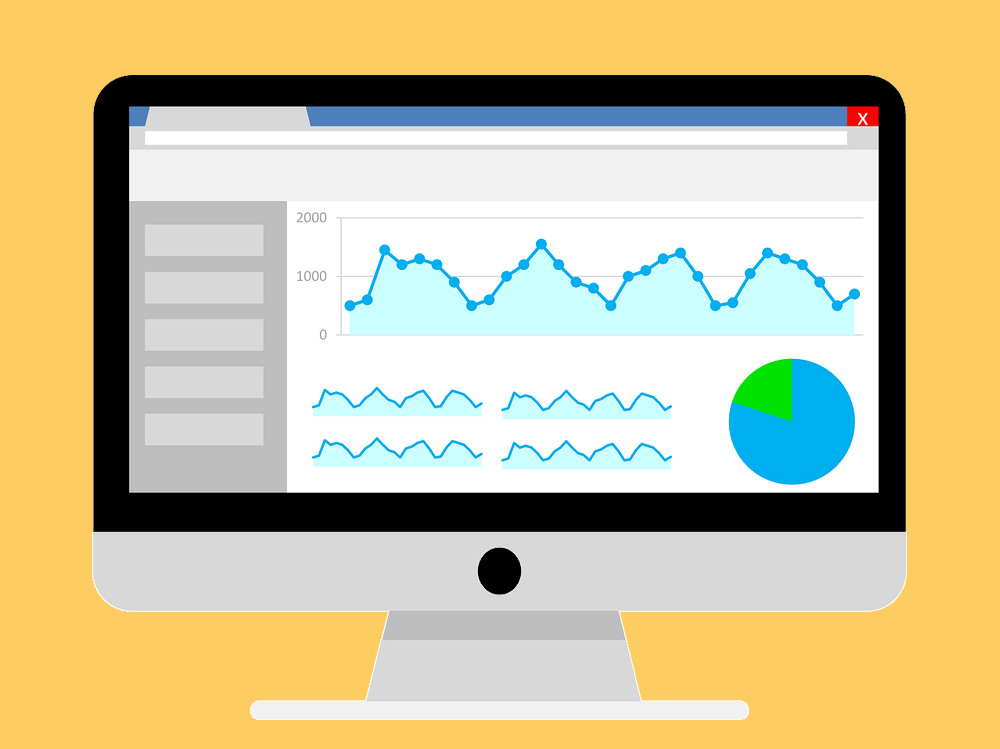 monitor del computer che rappresenta statistiche per motori di ricerca