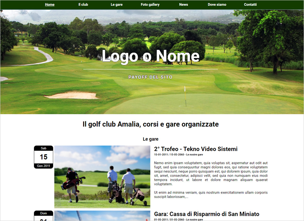 crea sito per golf club