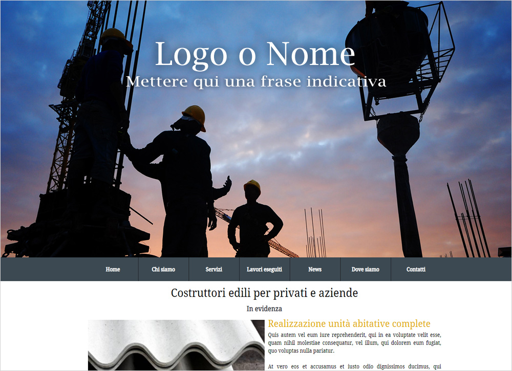 crea sito web per costruttori edili