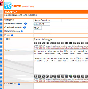 crea sito web per giardiniere inserisci i contenuti