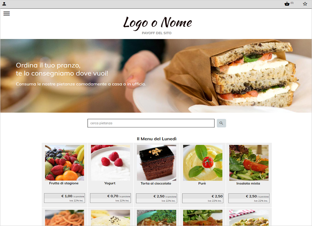 crea sito web per e-commerce alimentare