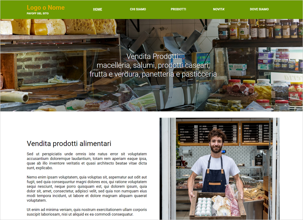 crea sito web per negozio alimentari