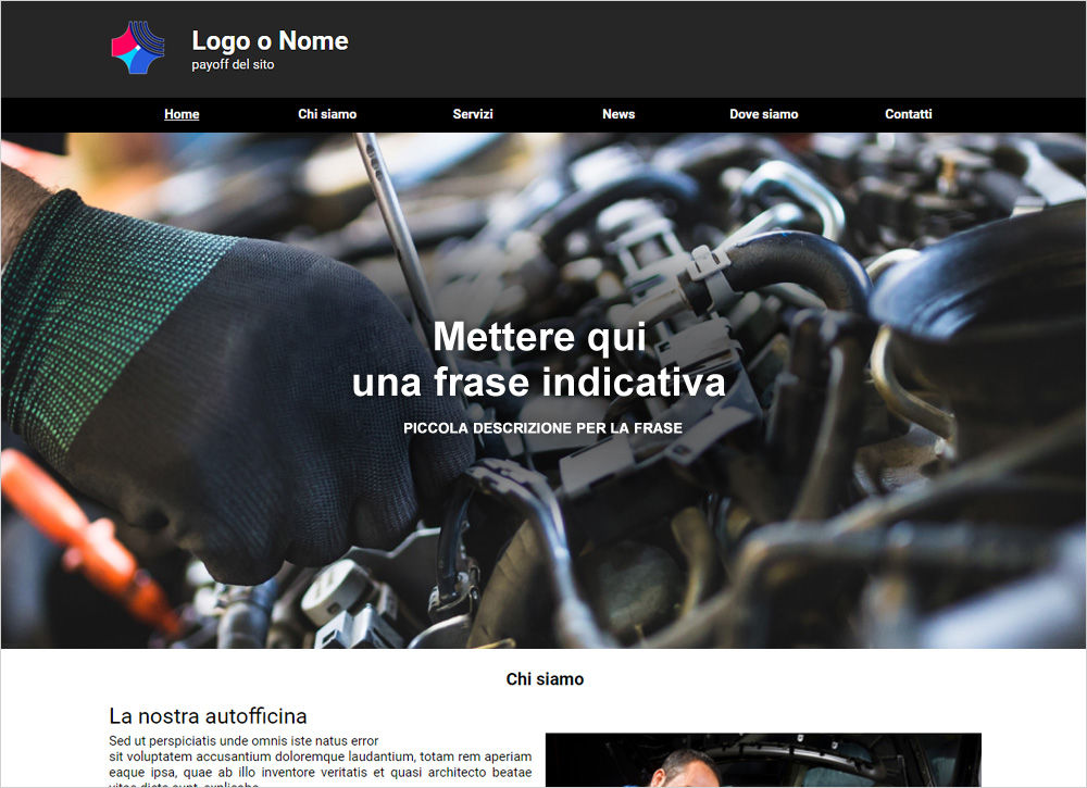 crea sito web per officina