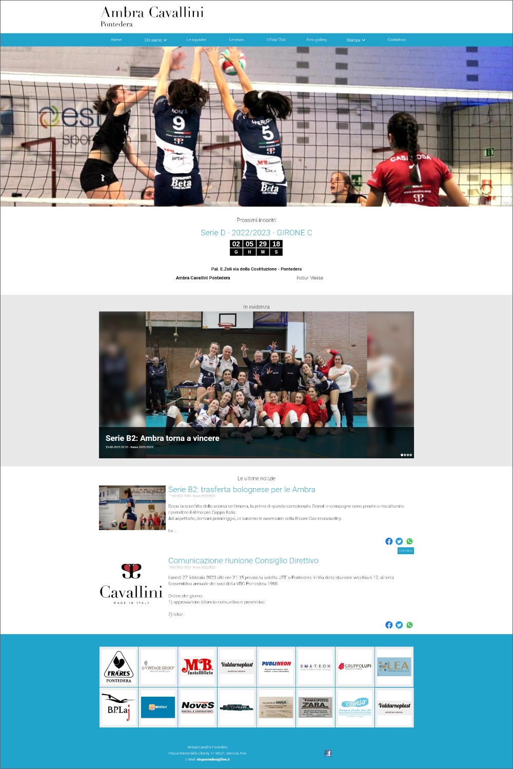 Esempio di realizzazione sito web per Squadra di Pallavolo