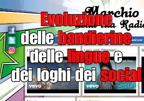 Evoluzione delle bandierine delle lingue e dei loghi dei social