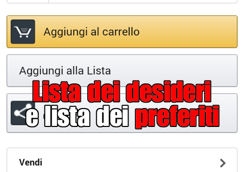 Lista dei desideri e lista dei preferiti