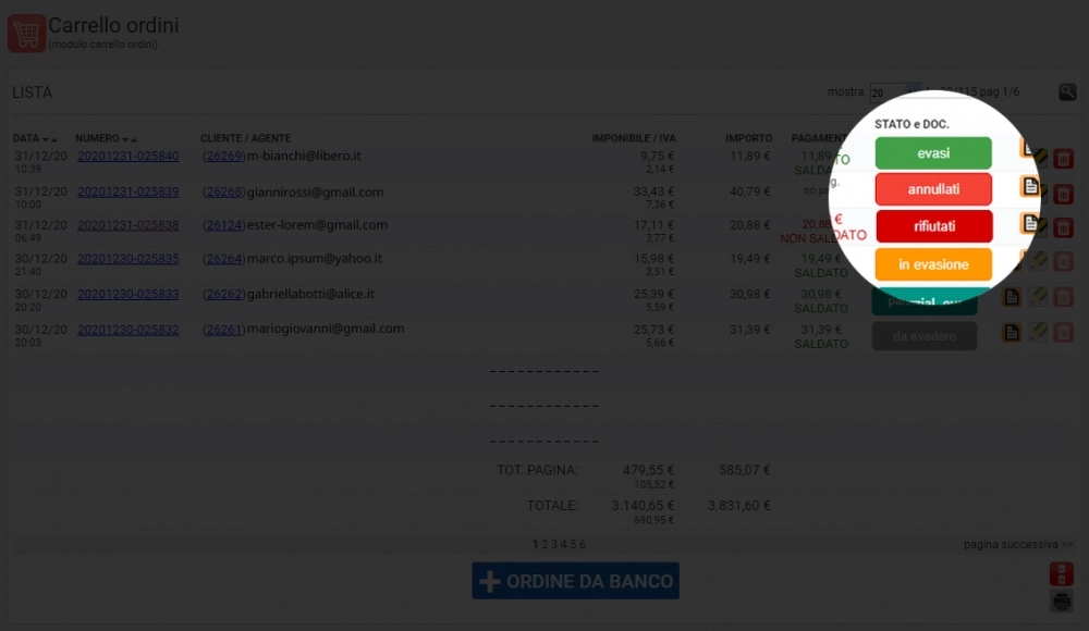 zoom lista stato ordine e-commerce